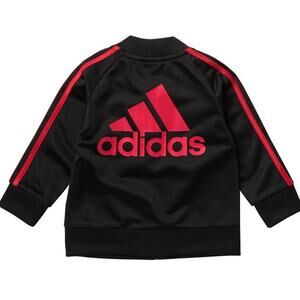 adidas Classic Tricot Jacket  Black Red Boys 6